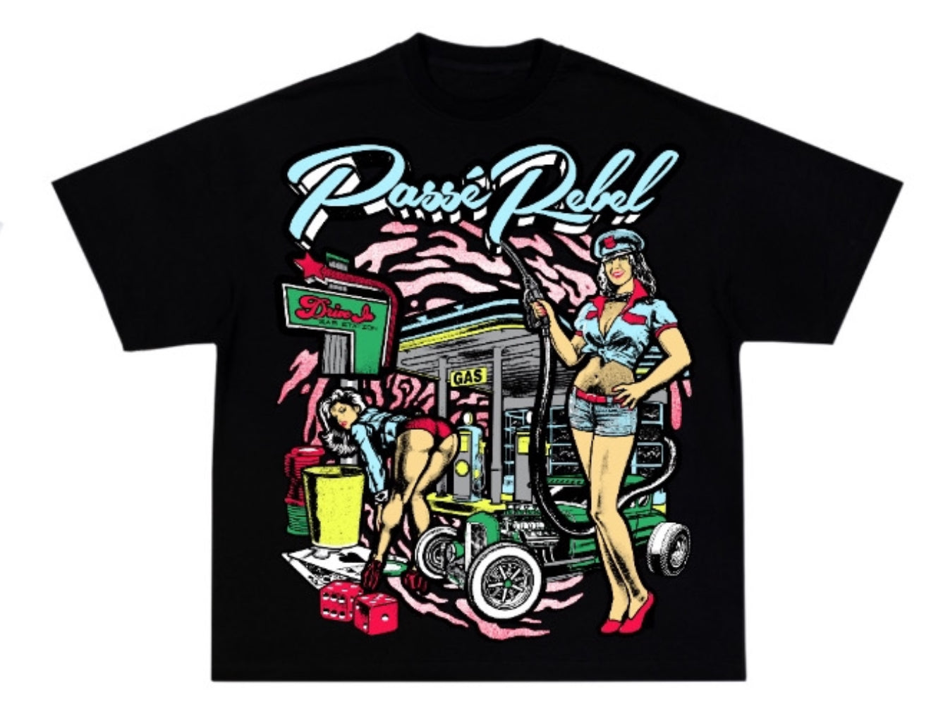 BLACK GAS STATION TEE